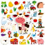 38PCS Farm Animal Gel Clings Decals Stickers, Thick Window Door Clings Removable Reusable Stickers for Kids Toddlers Adults Home Classroom Nursery Animal Party Supplies Decorations (Not Edible)