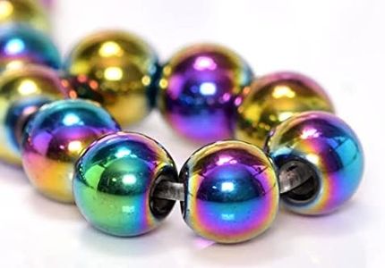 Perlas de hematita arco iris 4/6/8 mm, hematita, redondas, no magnéticas, hematita, arcoíris, piedras preciosas, 38 cm, 1 hebra (8 mm – 47 unidades)