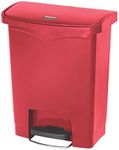 Rubbermaid Commercial Products Slim Jim Step-on Resin Front Step Waste Receptacle Bin 30 Litre Red 1883564