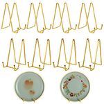 YAYODS 8PCS Plate Holder Easel Display Stand, 6 Inch Metal Plate Stands for Display, Gold Book Stands for Photo, Picture, Decorative Plates, Tabletop Art