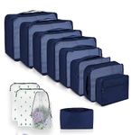 12 Pcs Packing Cubes for Suitcase 12 Sizes Suitcase Organizer Bags 12 Set Mesh Packing Cubes For Backpack (12 DarkBlue)