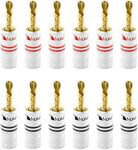 Nakamichi Excel Series 24k Gold Plated Banana Plug 12 AWG - 18 AWG Gauge Size 4mm Speakers Amplifier Hi-Fi AV Stereo Home Theatre Audio Wire Cable Screw Connector (12 Pcs (6-Pairs), BFA Plug)