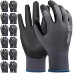 12 Pairs Work Gloves for Men and Women, Nitrile Coated Safety Protective Gloves with Grip, Ideal for Gardening, Warehouse, Mechanic, Light Duty Construction Work,Medium