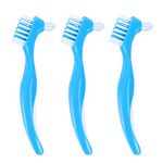 3PCS Toothbrush Double Brush Head Care Toothbrush Care Brush Anti- Slip Handle Cleaning Brush Portable Cleaning Brush for Home Use Blue