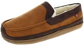 Izod Men's Two-Tone Moccasin Slippers, Warm Soft Classic Slip-On, Men's Sizes 8 to 13, light brown, 12.5 UK