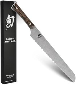 Shun Kanso 9" Bread Knife, Handcrafted Japanese Serrated Knife, AUS10A Stainless Steel Blade, Tagayasan Handle, Slicing Knife for Professional and Home Chefs