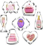 LUBTOSMN Celebration Cookie Cutter Set-7 Piece-Cake, Heart, Cupcake, Champagne, Wine Bottle, Plaque Cookie Cutter Mold for Birthday Wedding Anniversay Bridal Shower Engagement Cookie Cutters