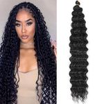 LDGUGO Curly Braiding Hair Ocean Wave Crochet Hair for Black Women Long Deep Wave Wet and Wavy Braiding Hair For Boho Braids 1B# 30 Inch Pack of 1