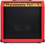 LyxPro 60 Watt Electric Guitar Amplifier | Combo Solid State Studio & Stage Amp with 10” 4-Ohm Speaker, Custom EQ Controls, Drive, Delay, ¼” Passive/Active/Mic Inputs, Aux In & Headphone Jack - Red