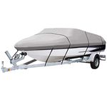 Universal Boat Cover 600D - Heavy-Duty Pontoon Fabric, Water Repellent Boat Cover (Black) (Light Grey, 25-28'X*102")