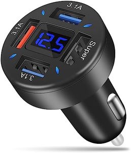 AXFEE Cargador de Coche USB, 4 Puertos Cargador Movil Coche, 66W QC3.0 & PD, Cargador Mechero Carga Rápida, Compatible con iPhone, Huawei, Samsung Galaxy, Xiaomi, Tabletas, Teléfonos Inteligentes