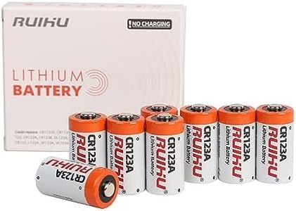 RUIHU CR123A Lithium Battery, 10 Pack 3V 1500mAh Lithium Manganese Dioxide(Li-MnO2) Battery for Flashlight Alarm Smart Sensor Microphones, Non-Rechargeable (CR123A - 20 Count)