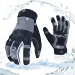 Vgo 0°C/32°F Winter 3M Thinsulate Lined Work Gloves,Waterproof Work Gloves,Cold Storage,Freezer Use(S,Gray,SL7716FW)