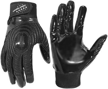 HANDLANDY Football Gloves, Super Grip Men's Receiver Gloves Best Gift for Men and Women (Dark Black, Adult Small)