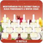 Plug In Refills Air Freshener – 12 Pack Oil Refills, Mediterranean Fig, Black Pomegranate, Coconut Vanilla, Winter Cedar – 7.92 Fl Oz, Compatible with Air Wick & Glade, Not Include Glade Plus