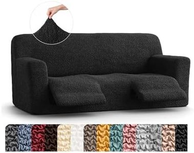 PAULATO BY GA.I.CO. Recliner Cover – Soft Form-Fit Slipcover – Stretch 1-Piece Reclining Furniture Protector – Machine Washable Hypoallergenic Fabric – Black (Reclining Sofa 63"-91" Wide)