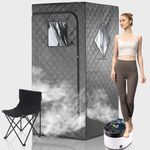 iDOTODO Portable Steam Sauna Box for Home, Portable Sauna for Home Spa, One Person Foldable Lightweight, Full Body Sauna Tent for Relaxation, 1600W & 4L Steamer Generator, Foldable Chair