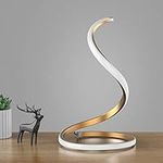 NUÜR Spiral LED Table Lamp, Modern 3 Colors Dimmable Desk Lamp with Minimalist Lighting Design & Touch Controller, Creative Stylish Smart Lamp for Bedroom, Office, Home (Gold)