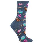 Hot Sox Womens Baking Crew Casual Sock, Denim Heather, 4-10 US