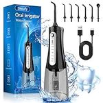 Skeufy Water Flosser for Teeth Cordless, Portable Oral Irrigator with 5 Modes, IPX8 Waterproof & 300ML Water Tank, 30-180 PSI Deep Clean, USB Rechargeable Dental Tooth Cleaner with 6 Jet Tips