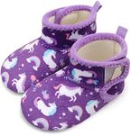 BARERUN Kids Slippers for Girls Toddler Elastic Heel House Shoes Cozy Memory Foam Slippers Boys Indoor Outdoor Toddlers Slipper Purple Infant Size 4-5