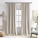 RAIN CITY Extra Long Blackout Curtains 140 Inches Long,Custom Length High Ceiling Tall Draperies for Large Windows Living Room Back Tab Rod Pocket with Hooks(50 x 140-in Beige 2PCs)