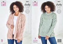 King Cole 5821 Knitting Pattern Womens Jacket and Sweater in Big Value Chunky, Multi, 32'' - 50''