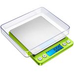 AMIR Digital Pocket Scales, (500g/ 0.01g) High-precision Electronic Weighting Scales, Jewelry Scales, Coffee Scales with Back-Lit LCD Display, Tare and PCS Features, for Chiristmas Gift (Green)