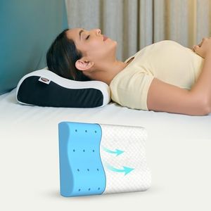 CareFoam Gel Memory Cervical Neck Pillow for Pain Relief Sleep, Improves Posture & Spinal Alignment, Neck Pain Relief Cushion with Ultra Responsive Memory Foam Washable Cover-King-White Pack of 2