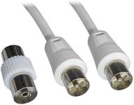 15M 15 Metre Long Aerial Coaxial Fly Lead Cable - Male to Male with Female coupler