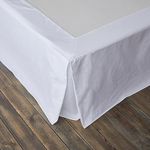 BISELINA French Linen Wrap Around Bed Skirt with Pleated Corner 14-Inch Tailored Drop Natural Flax Cotton Blend Basic Soft Cozy (14" King, White)