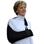 Arm Sling Adult (S, black/black trim) Feel Safe, Easy to Fit, Cooling Fabric Technology, Fits R or L.