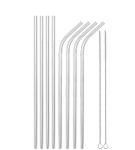 Zhart Stainless Steel Reusable Drinking Water Straw Pack of 8 (4 straight & 4 bent) with 2 cleaning Brushes for Home Kitchen Bar Restaurant Picnic school party