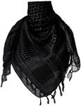 ChinFun 100% Cotton Keffiyeh Tactical Desert Scarf Military Arab Scarf Wrap Shemagh, Unisex, CAU17017-07, Black, One Size(Black,44" x 44")