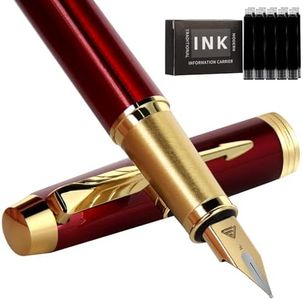 Zalantan Fountain Pen, luxury pens,Fine point smooth writing pens for journaling fancy pens with Gift Case 10 black ink cartridges an ink converte nice pens metal pen writer gifts（Red）