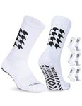 Closemate Grip Socks Football 3 Pairs Anti Slip Sport Socks for Men Women Cushion Anti Blister Cotton Non Slip Athletic Socks for Football Basketball Yoga Hiking (3 Black, Size L)