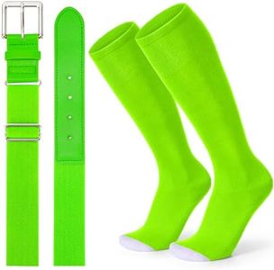 XZQTIVE Baseball Socks and Belt Combo Set Adjustable Softball Socks and Belt for Youth Adult,Fluorescent Green