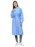 Citizen Reversible Raincoat for Women with Inbuilt Hood, Waist Belt & Matching Carry Pouch | Stylish Polka Dot Design | Durable & Lightweight Rainsuit with High Tearing Strength | Blue, 3XL