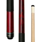 Short Kids Cue Stick, Canadian Hard Rock Maple, 13mm Hard Tip, Choice of Length/Style (LEC 52" Red with Wrap)