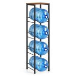 Water Bottle Holder 5 Gallon Water Cooler Jug Rack 4 Tier Water Jug Organizer with Storage Shelf Heavy Duty Water Jug Stand for Kitchen Living Room Office Breakroom, Rustic Brown