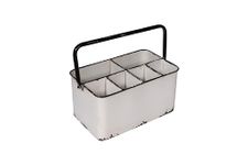 Creative Co-Op Distressed White Metal Caddy with 6 Compartments