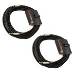 2 x 6.35mm 1/4" Jack to Jack PA Speaker Cable/Guitar Amp Head Cab Lead / 2 Pack 15m