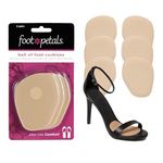 Foot Petals Women's Ball of Foot-3 Pairs Cushions, Metatarsal Pad, Lasting Comfort Relief, Prevent Toe Sliding, Overhang, Heels, Khaki, One Size