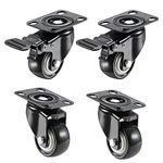 Implemental 1.5" Heavy Duty Caster Wheels Soft PU Swivel Caster with 360 Degree (2 with Brakes & 2 Without)