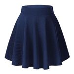 Urban CoCo Women's Basic Versatile Stretchy Flared Casual Mini Skater Skirt (Medium, Navy Blue)