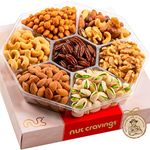 Holiday Nuts Gift Basket, Large 7-Sectional Elegant Nuts Assortment, Gourmet Christmas Food Box Prime Gift, Great for Thanksgiving, Birthday, Mothers, Fathers Day, Corporate Tray By Nut Cravings