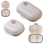 2PCS Portable Pill Box, 7 Compartments Mini Tablet Organiser, Small Travel Pill Box, Daily Pill Box Portable Vitamin Moistureproof Medicine Organizer for Purse Office Travel Outdoor (Small+Large)