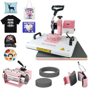 BetterSub 5 in 1 Heat Press Machine 12x15 inch, Industrial-Quality Sublimation Press with 30oz Tumbler Attachment & Curved Hat Plate, 360° Swivel Design for T-Shirts, Vinyl, DTF Film - Pink