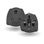 2-PACK Indian to UK Plug Adapter,SHUOMAO 3 Pin Indian to 3 Pin UK Plug Adaptor,India/Pakistan/Sri Lanka to to UK Converter Plug Travel Adaptor with 5A Fuse,for Type D Appliance(Black)