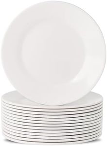 White Plastic Plates Set of 14, 22.8cm Reusable and Unbreakable Dinner Plates, Lightweight Camping Plates Set, Saucers Plates for Salad, Pasta, Picnic, Party